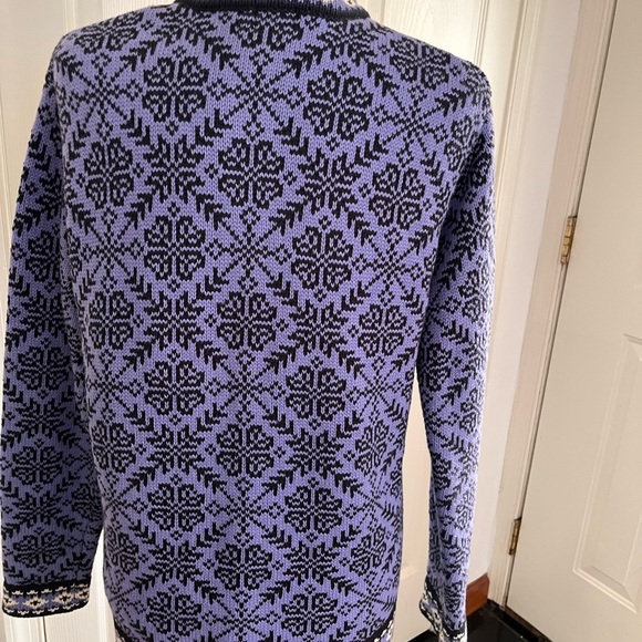 L.L. Bean Purple and Black Patterned Cardigan - Picture 3 of 7
